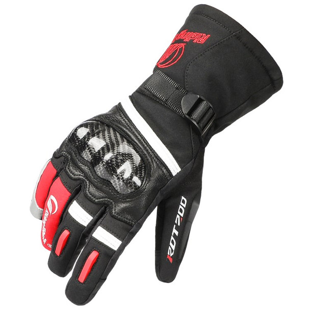 RIDING TRIBE MTV-12 1 Pair Fiberglass Hard Shell Motorcycle Gloves Touch Screen Motorbike Racing Protector Gloves - Black / Red/M