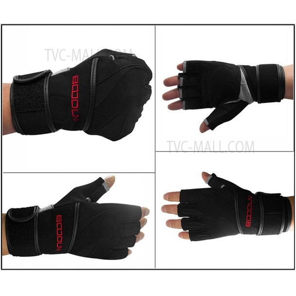 1 Pair Fingerless Anti-Slip Shock-Absorbing Gloves Outdoor Multi-function Sports Gloves for Fitness Cycling Training Outdoor Sports - L