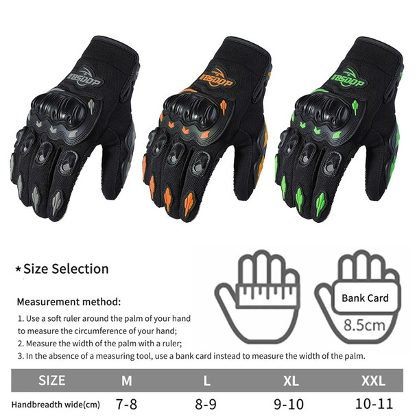 BSDDP RH-A0107 Motorcycle Riding Gloves Rider Anti-slip Anti-drop Four-season Universal Outdoor Breathable Touch Screen Gloves - Black//XXL