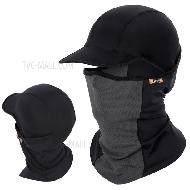 WEST BIKING 3-in-1 Summer UV Protection Cap Face Mask Breathable Cooling Neck Gaiter - Black/Grey