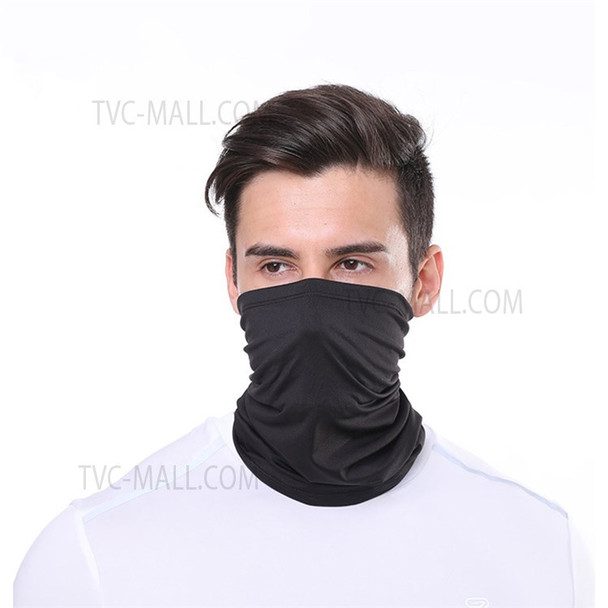 Dust and Sun Protection Summer Outdoor Cycling Half Face Mask Solid Color Ice Silk Elastic Neck Gaiter - Black