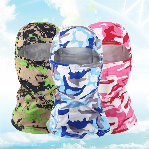 Outdoor Quick Dry Ice Silk Balaclava Face Cover Sun Protection Elastic Neck Gaiter Scarf - Camouflage Sky Blue