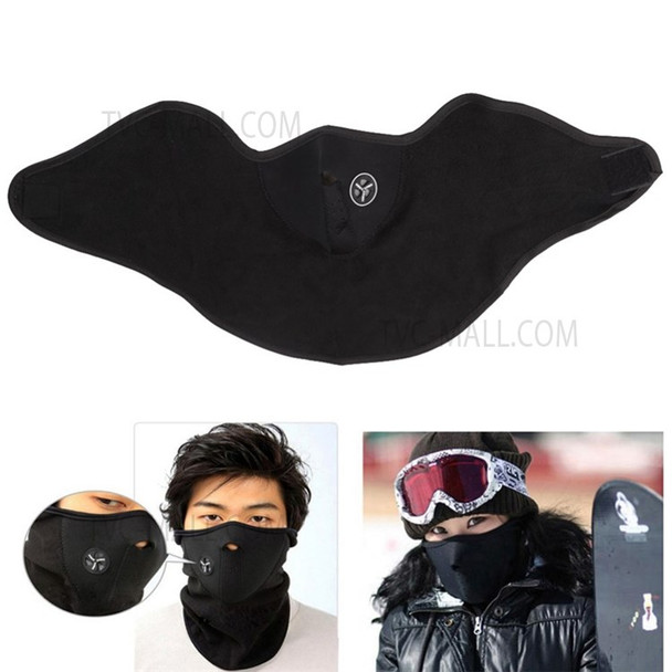 Outdoor Sports Cycling Windproof Scarf Polar Fleece Warm Breathable Neck Gaiter Face Cover - Black