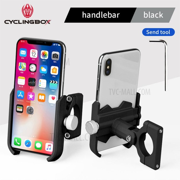 CYCLINGBOX BG-KS002 Motorcycle 360° Rotation Bike Phone Holder Phone Mount - Black/Handlebar