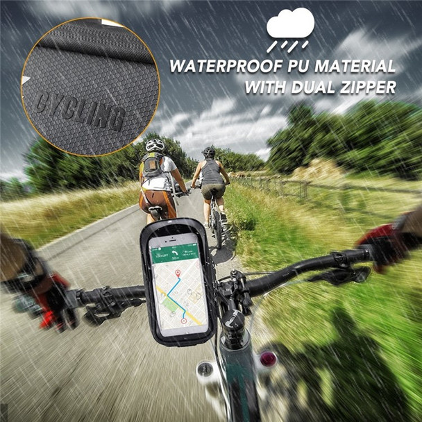 Bicycle Handlebar Touch Screen Phone Mount Bag Waterproof Reflective Cycling Tools Storage Bag