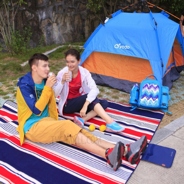 YODO Foldable Moisture-proof Mat Pad Water-Resistant Picnic Blanket Tote (200 x 200cm) - Red / Blue Stripes