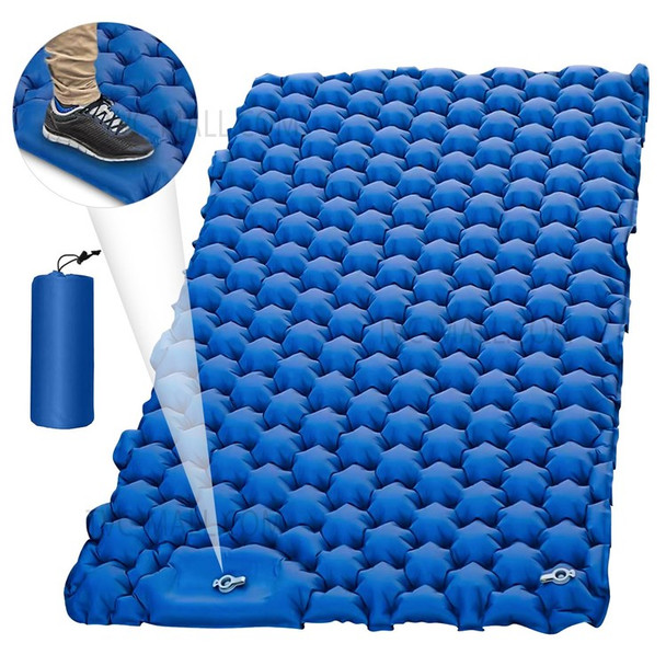 2 Person Lightweight Camping Mat Portable Air Mattress Waterproof Backpacking Sleeping Pad (No Pillow) - Dark Blue