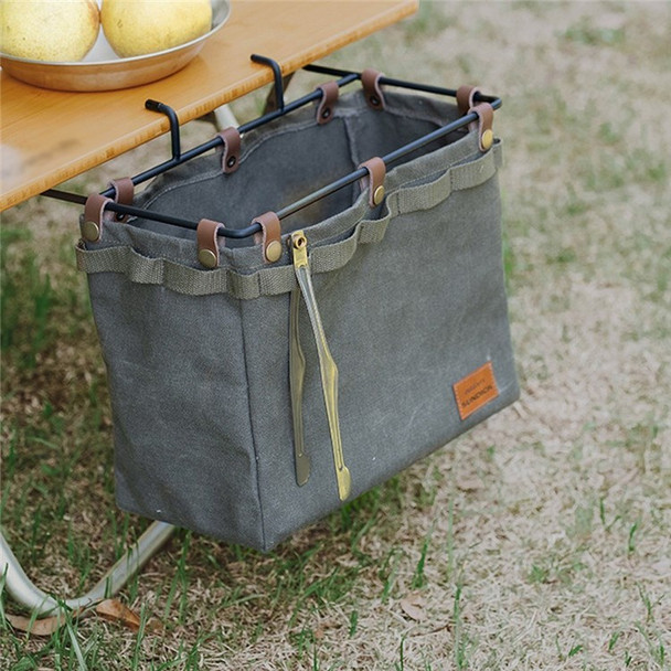 SUNDICK Outdoor Camping Desk Side Hangings Foldable Storage Bag Outdoor Picnic Portable Storage Bag Multifunctional Large Capacity Basket Organizer - Khaki