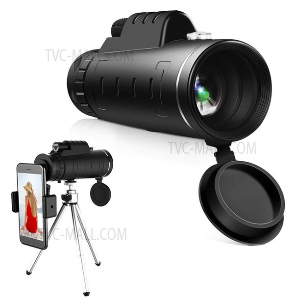 50X60 HD Monocular Telescope Phone Photography Lens with Tripod for Bird Watching Camping Hiking - Telescope + Compass