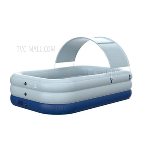 Inflatable Swimming Pool with Sunshade Family PVC Wireless Automatic Inflation Paddling Pool - Blue/2.1m 3 Layers