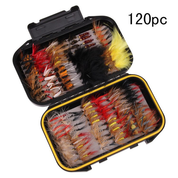 120Pcs Fly Fishing Lures Kit with Box Flies Bait