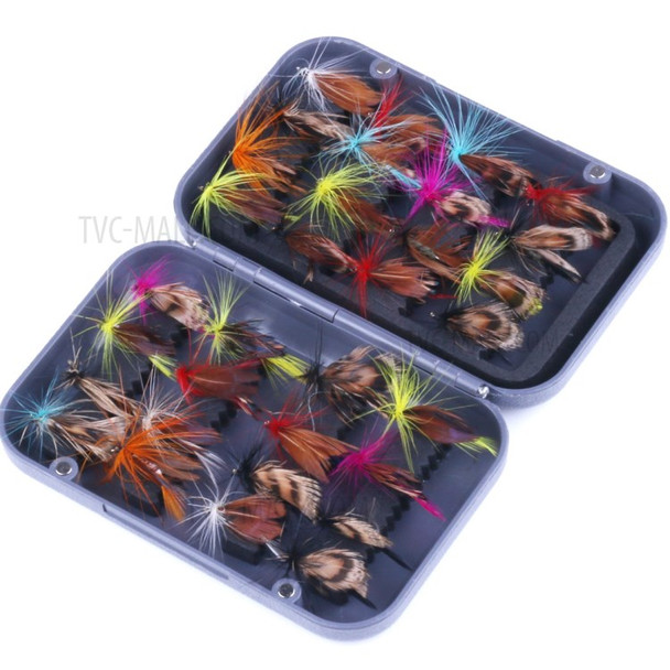 32Pcs/Set Colorful Feather Fishing Lures with Single Treble Hooks