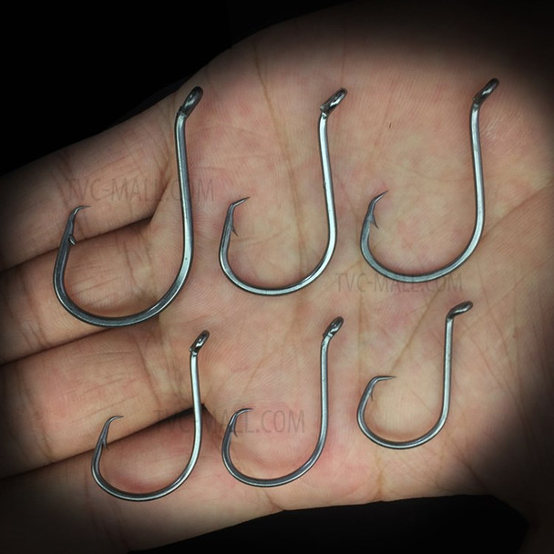 100Pcs/Set 7384 High Carbon Steel Offset Point Sport Circle Fishing Hooks - 1#