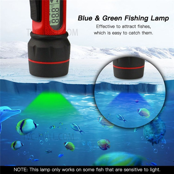 Portable Sonar Ice Fishing Finder with LED Underwater Light Wireless Handheld Fishfinder with 0.8-90m Detection Depth