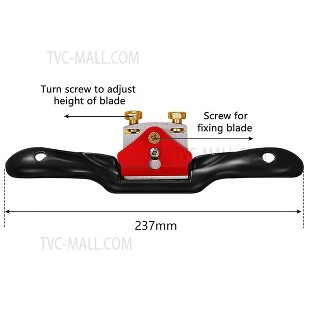 9 Inch Adjustable Spokeshave with Flat Base and Metal Blade Wood Working Hand Tool