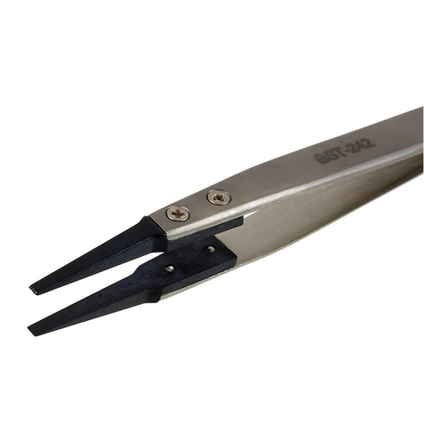BEST BST-242 Stainless Steel Handle Anti-Static PPS Tweezers Mobile Phone Tablet Repairing Tool