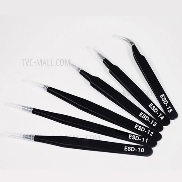 6 Pieces Precision Tweezers ESD Stainless Steel for Electronics Jewelry-making