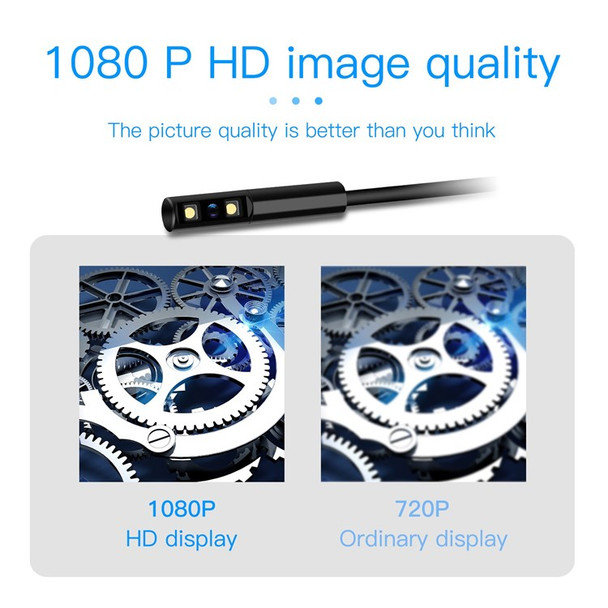P100 10m Rigid Cable, 8mm Lens 2.4 Inch IPS Screen HD 1080P Industrial Endoscope Camera 6-LED Pipe Inspection Borescope - Side Lens