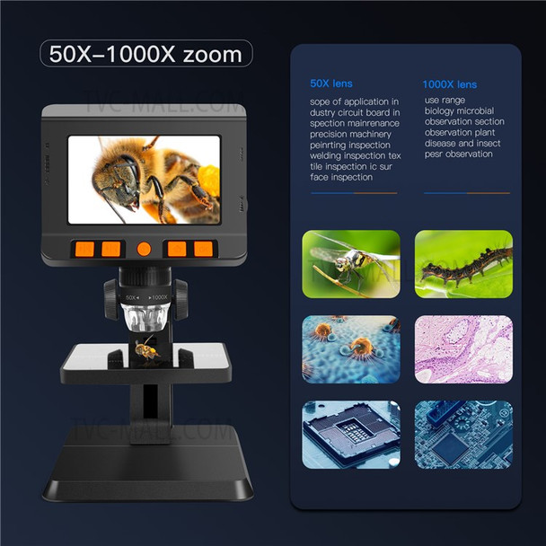 P110 4.3-inch Screen 1000X 8LED High-definition 1080P Rechargeable Digital Microscope Magnifying Glass