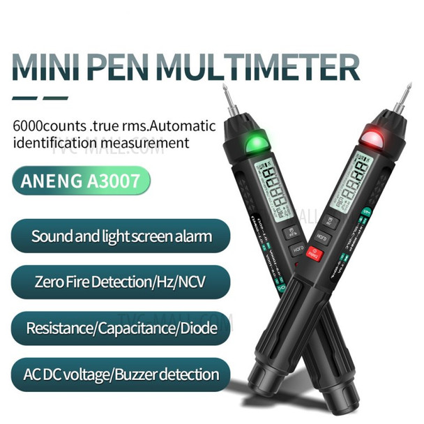 ANENG A3007 Smart Pen Type Multimeter with LCD Digital Display 6000 Counts Non-Contact AC/DC Voltage Resistance Test Tool