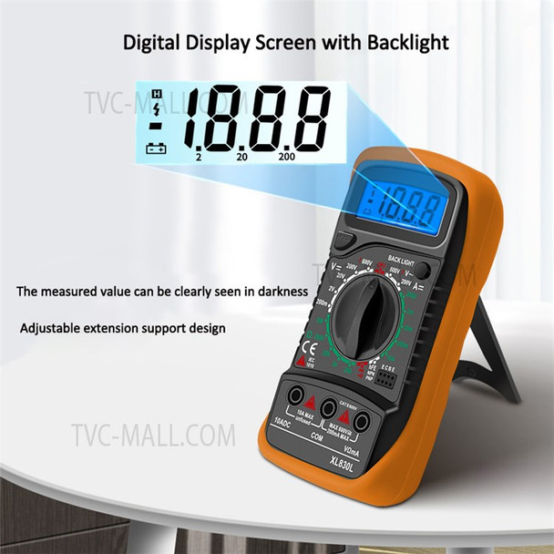 XL830L Multifunction LCD Multimeter Tester Handheld Digital Multimeter AC/DC Resistance Meter with Backlit