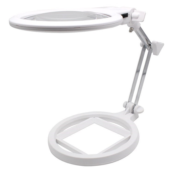 BEILESHI 3B-1A Desktop Foldable Magnifier 130mm 2.5X 5X LED Lighting Magnifying Glass with Scale