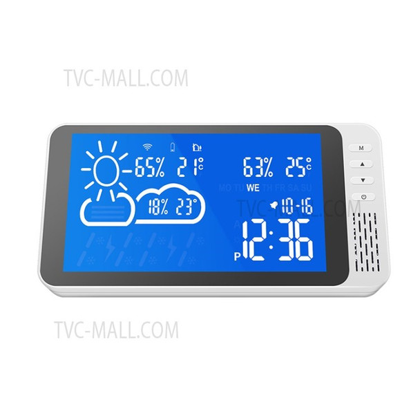 Weather Station Wireless Thermometer LCD Display High Precision Temperature Humidity Meter with Alarm Clock