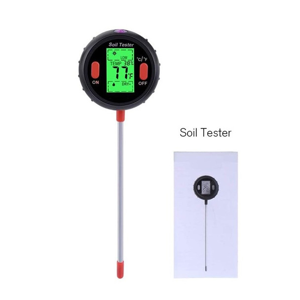 JHL9918 Soil PH Meter Digital Plant Temperature Soil Moisture Tester Intensity Backlit LCD Display Soil Test Meter for Gardening Farming