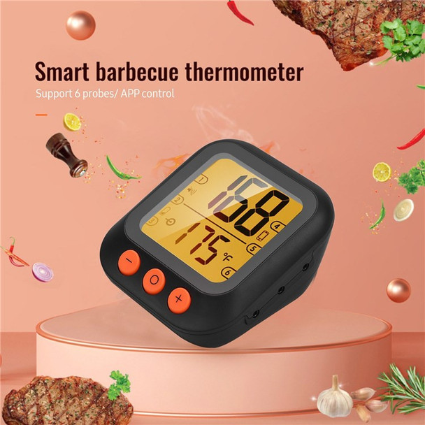 Digital LCD Display Smart Meat Thermometer with 4 Probes 262ft BT Distance APP Remote Control Timer Sharing Alarm Temperature Smart Cooking Thermometers for Barbeque Grill Oven Kitchen