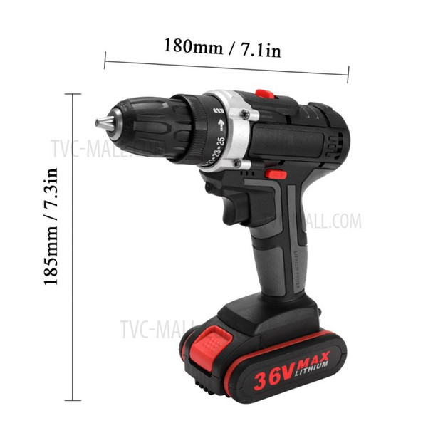 36V Multifunctional Electric Impact Cordless Drill High-power Lithium Battery Wireless Rechargeable Hand Drills Home DIY Electric Power Tools - EU Plug/1 Battery