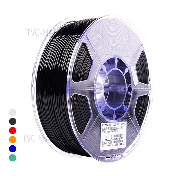 ESUN PETG 1.75mm 3D Printer Filament Printing Consumables +/- 0.05mm 1kg (2.2lb) Spool Material Refills - Black