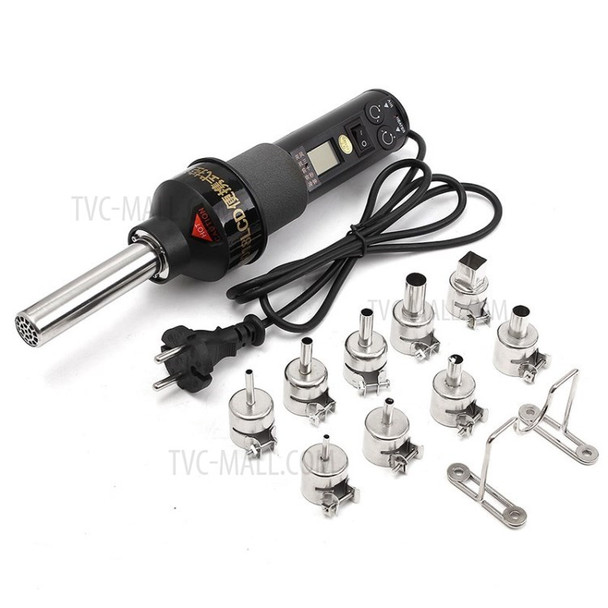 Adjustable Electronic Hot Air Gun LCD 220V 450W Degree Soldering Station with Recast 9 Nozzle