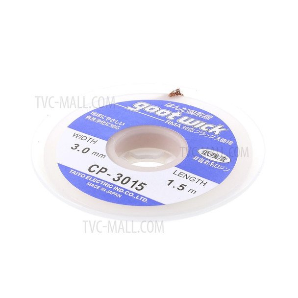 GOOT 3mmx1.5m Braided Desoldering Wire Cable Wick CP-3015