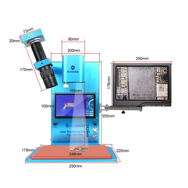 SUNSHINE SS-890D Intelligent Infrared Laser Desoldering Machine with Dual Light Camera For Motherboard Chip IC CPU Repair - EU Plug