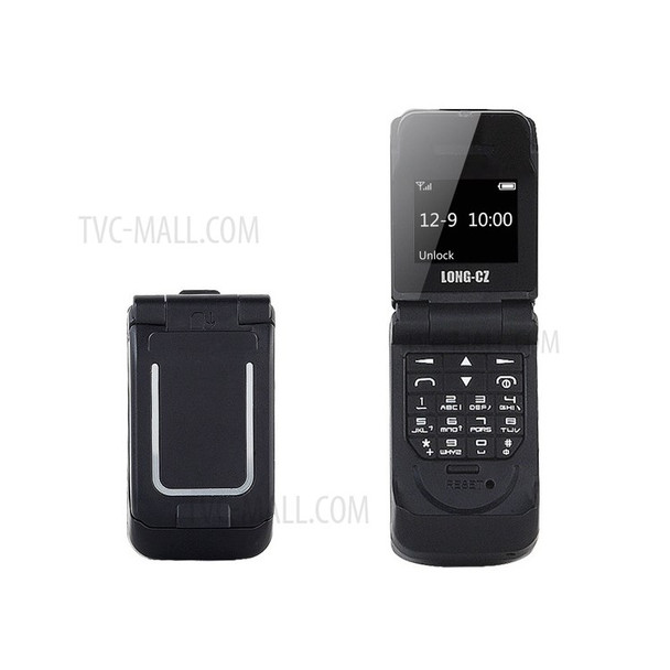 LONG-CZ J9 Mini GSM 2G Flip Feature Button Basic Cell Phone Micro SIM Phone Support Bluetooth Function - Black