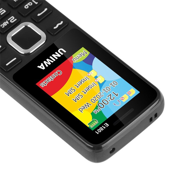 UNIWA E1801 Dual SIM 1.77 inch Mobile Phone 800mAh Battery 2G GSM Cellphone with Rear Camera and Flashlight - Black