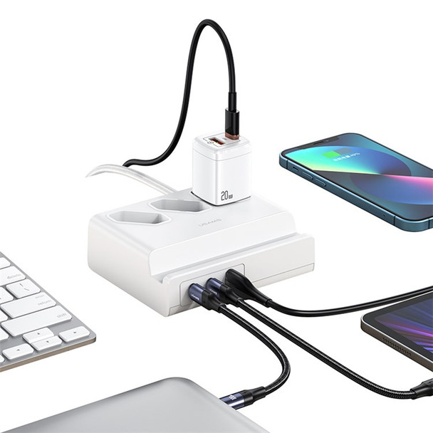 USAMS US-CC160 P1 65W Super Si Fast Charging USB Extension Socket (EU) 3Outlets + 2Type-C + 1USB Ports Fast Charging Socket for Home Office