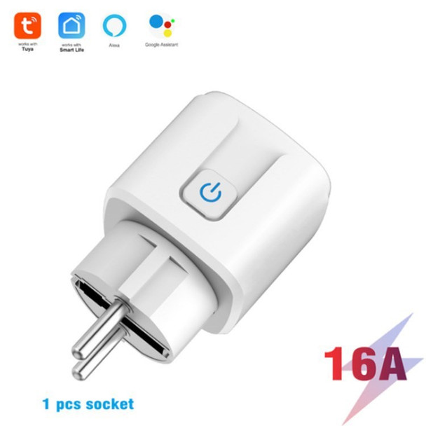 Smart Plug 16A/20A WiFi Outlet Socket Plug for Amazon Alexa Google Assistant - White/EU Plug/16A