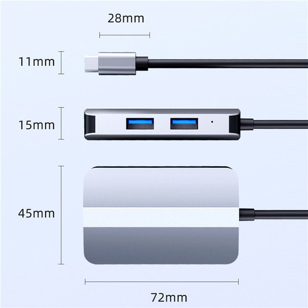 5-in-1 Portable USB C Hub Adapter Multi-port Type-C Docking Station with Memory/TF Card Reader/RJ45 Ethernet/USB 3.0/USB 2.0 for MacBook MateBook HUAWEI Samsung