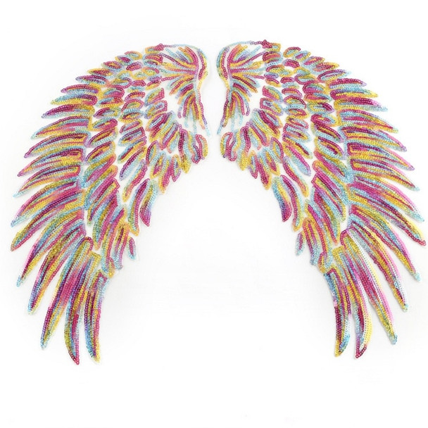 Magic Color A Pair Sequin Feather Wing Shape Clothing Patch Sticker DIY Clothing Accessories, Size:Middle 26.5 x 26cm