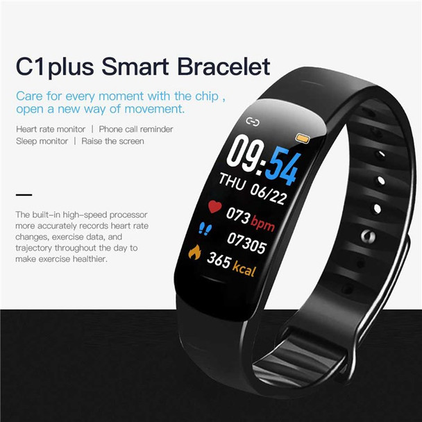 H01P 0.96 inch TFT Smart Bracelet with Health Monitoring IP67 Waterproof Sports Watch Compatible with Fitpro APP - Black