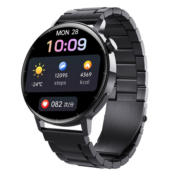 F22R 1.32 inch IPS HD Screen Smart Bracelet Bluetooth Call Health Watch with Temperature Test, Blood Oxygen, Blood Pressure, Heart Rate Monitoring - Black / Milanese