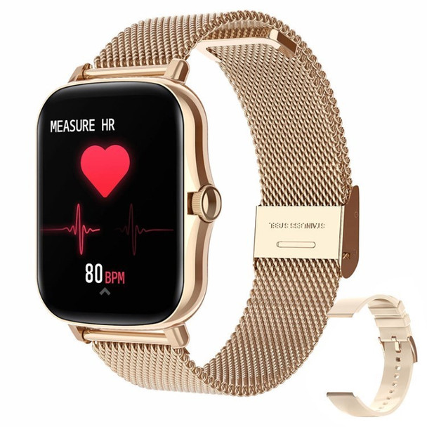 F1 Men Women Smartwatch Heart Rate Blood Pressure Monitor IP68 Waterproof Sports Watch for Xiaomi Huawei iPhone - Gold