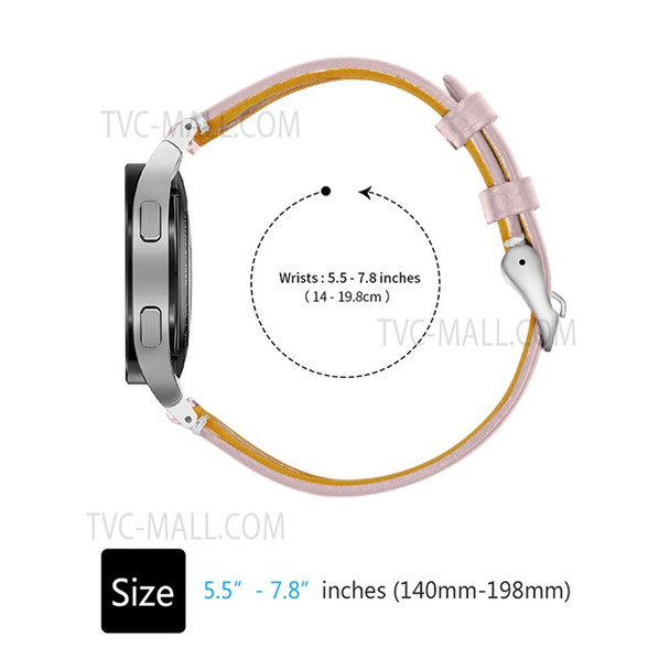 For Samsung Galaxy Watch4 Active 40mm/44mm / Watch4 Classic 42mm/46mm T-shape Hollow-out Genuine Leather Strap Replacement Adjustable Watch Band - Pink