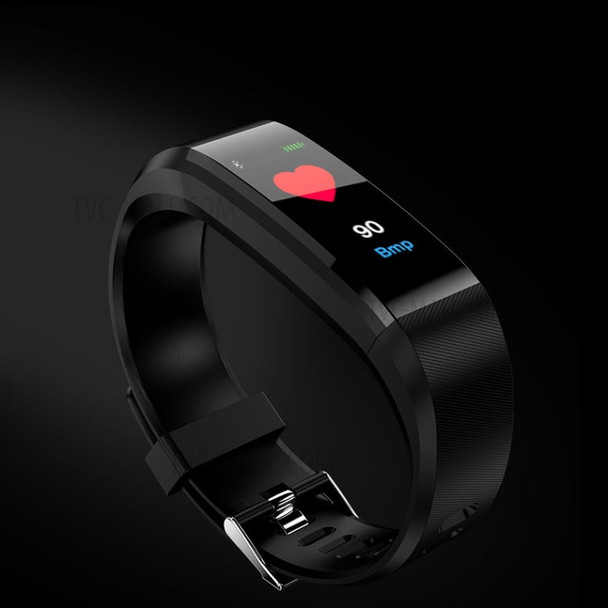 115 Plus Waterproof Smart Bracelet Sport Wristband Heart Rate Blood Pressure Monitor Fitness Tracker - Black