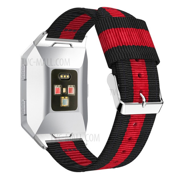 Vertical Stripes Nylon Sport Watchband for Fitbit Ionic, Width: 22mm - Black/Red
