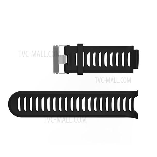 Metal Buckle Flexible Silicone Watch Band Replacement with Installment Tool Kit for Garmin Forerunner 910XT - Black