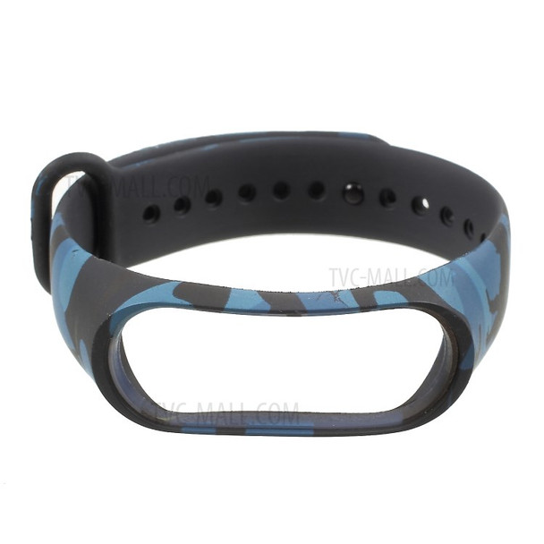 Camouflage Soft Silicone Watch Strap Band for Xiaomi Mi Band 3 - Blue