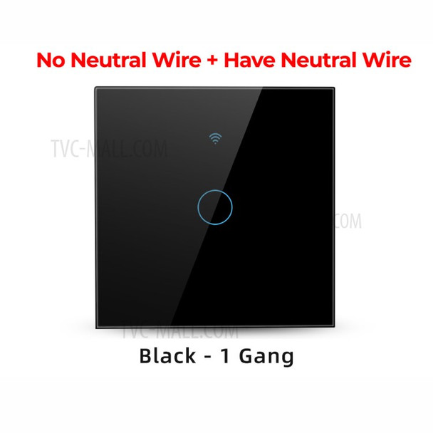 SMATRUL TMW403 WiFi+433MHZ Wall Plug Touch Switch Tuya/Smart Life APP Remote Control EU Plug for Alexa Google Home, 1 Gang WiFi - Black