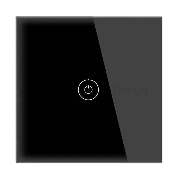 SMATRUL TMC01 Wall Light Touch Sensor Switch EU Plug Glass Panel Electric On/Off Control No Neutral Wire Required, 1 Gang - Black